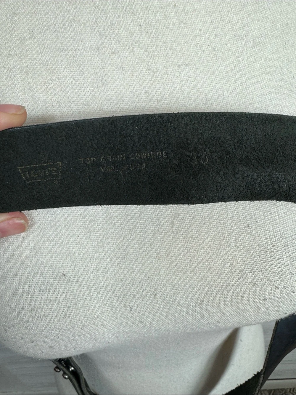 Vintage Levi's Silver tab Buckle Leather Belt Size 36 Round Made in USA 3062 90s